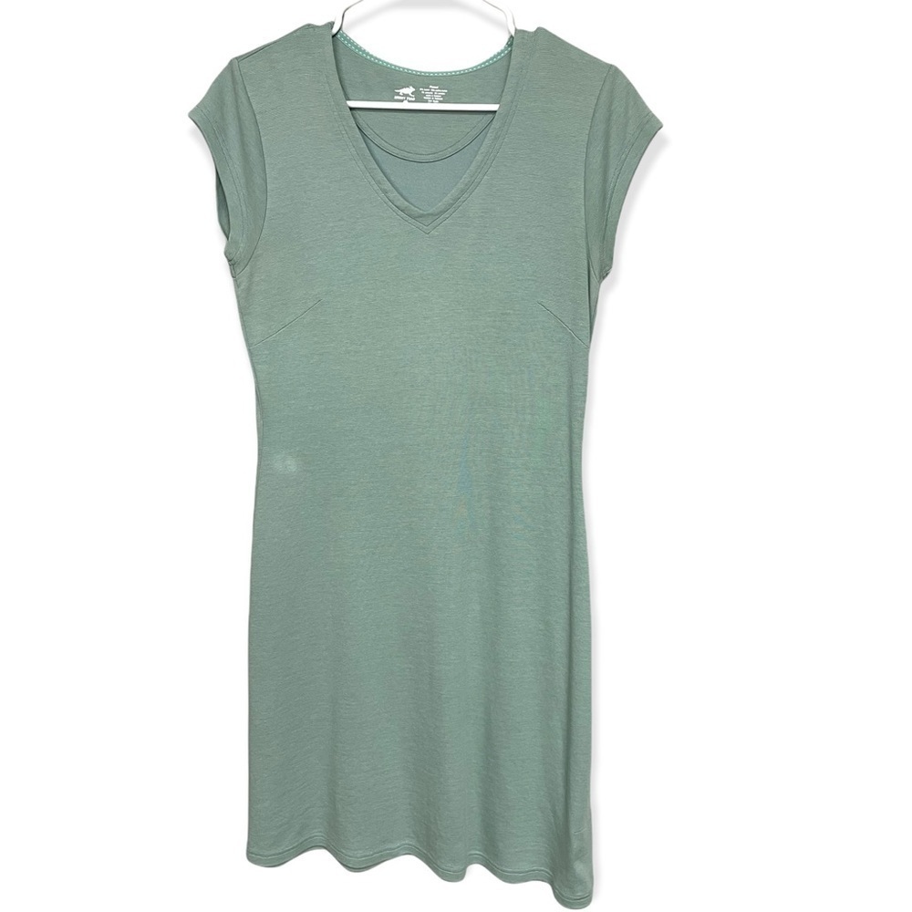 Horny Toad Green Cap Sleeve V Neck Sheath Dress Medium